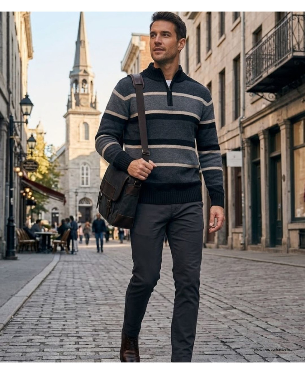 Pull col montant zippé CHALLENGER PENALTY2 – Beige/Gris