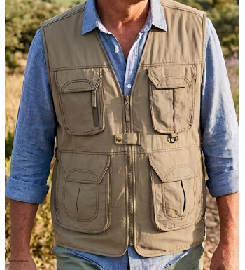 Gilet sans manches rando homme OGALO TREK1 marron nylon