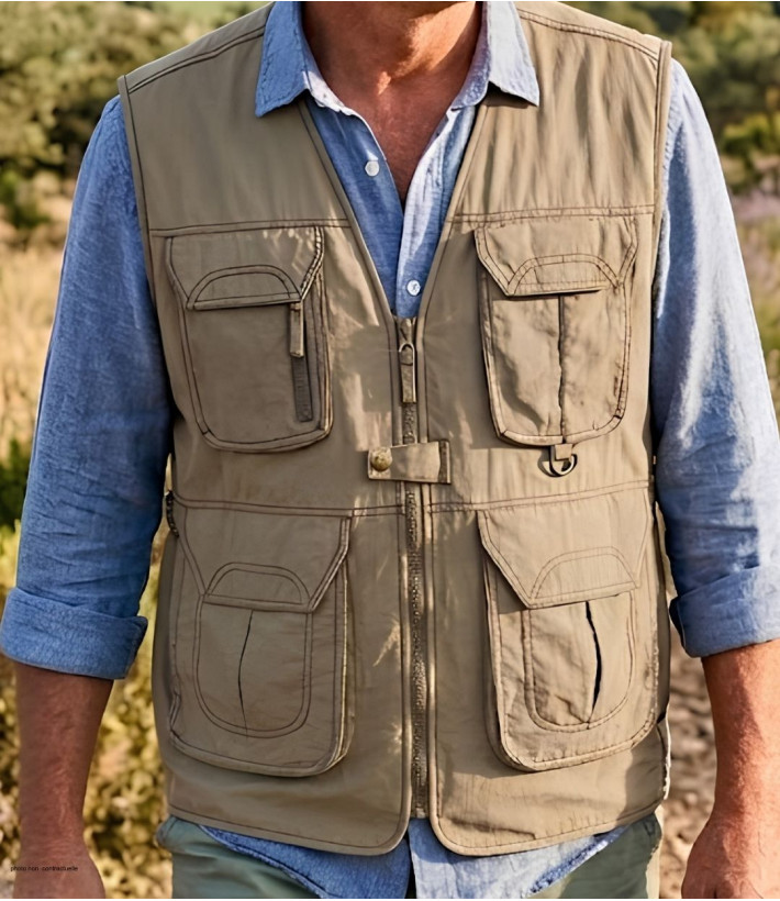 Gilet sans manches rando homme OGALO TREK1 marron nylon
