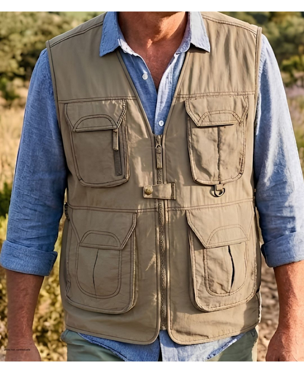Gilet sans manches rando homme OGALO TREK1 marron nylon