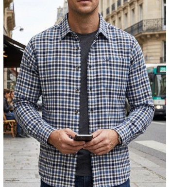 CHALLENGER TONUS2 Chemise manches longues flanelle bleu brun