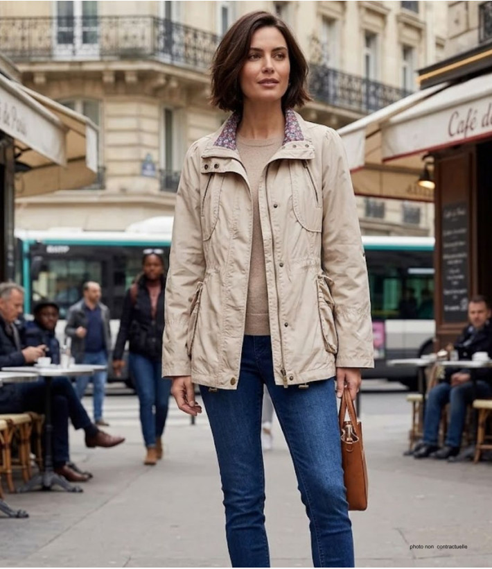 Veste légère femme beige – Pratique, chic, ajustable, coton