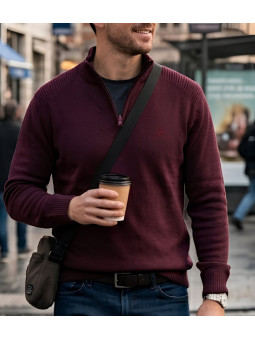 Pull col montant zippé WINCHESTER PLAYER3T – Rouge chic