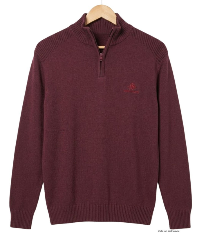 Pull col montant zippé WINCHESTER PLAYER3T – Rouge chic