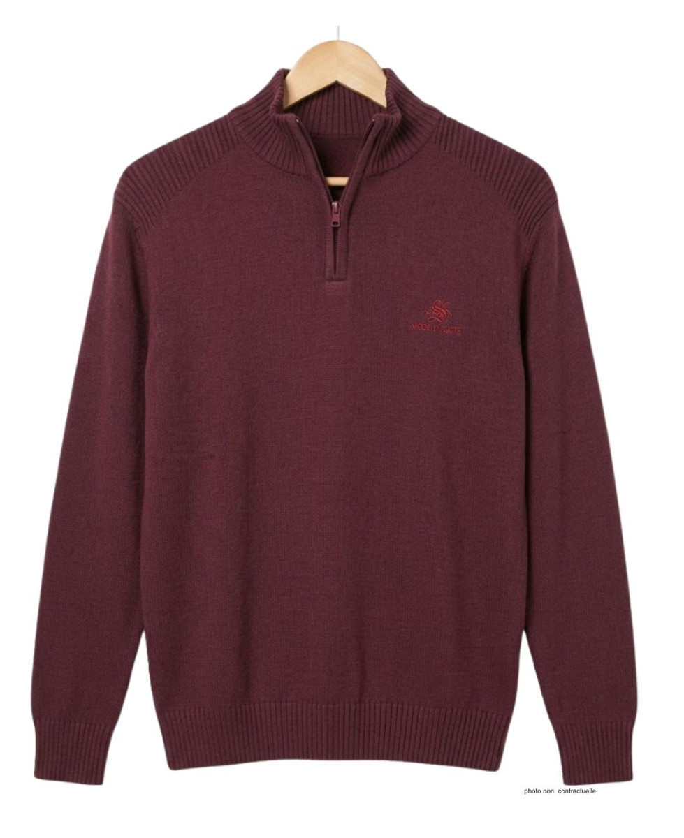 Pull col montant zippé WINCHESTER PLAYER3T – Rouge chic