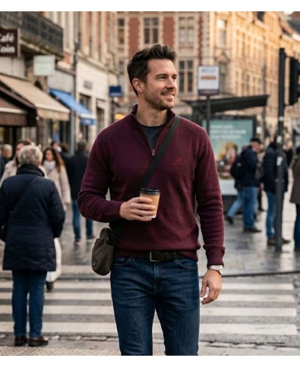 Pull col montant zippé WINCHESTER PLAYER3T – Rouge chic
