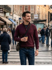 Pull col montant zippé WINCHESTER PLAYER3T – Rouge chic