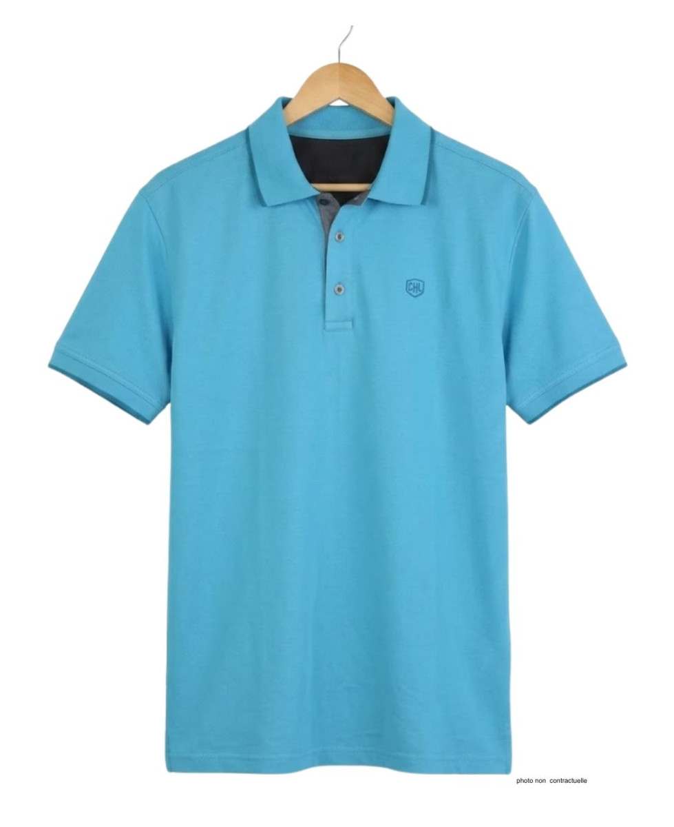 CHALLENGER C2101A - Polo en maille piquée bleu aqua pour homme