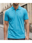 CHALLENGER C2101A - Polo en maille piquée bleu aqua pour homme