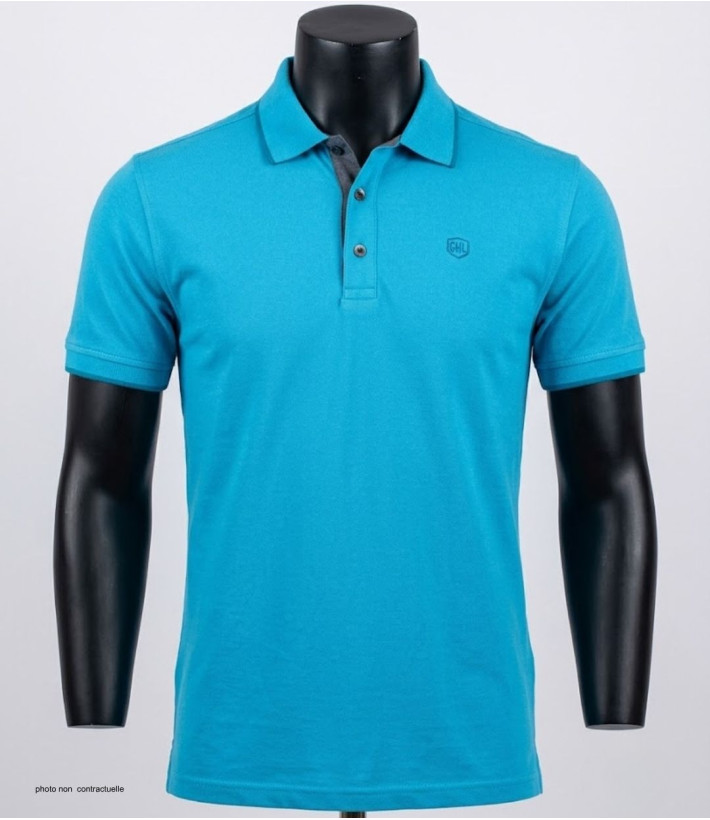 CHALLENGER C2101A - Polo en maille piquée bleu aqua pour homme