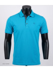 CHALLENGER C2101A - Polo en maille piquée bleu aqua pour homme