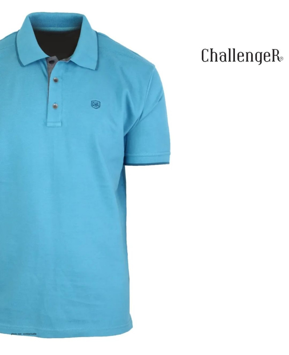 CHALLENGER C2101A - Polo en maille piquée bleu aqua pour homme