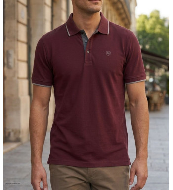CHALLENGER C2101B - Polo homme en maille piquée bordeaux chic
