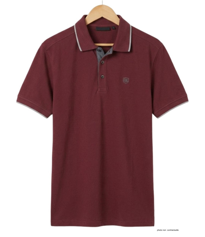 CHALLENGER C2101B - Polo homme en maille piquée bordeaux chic