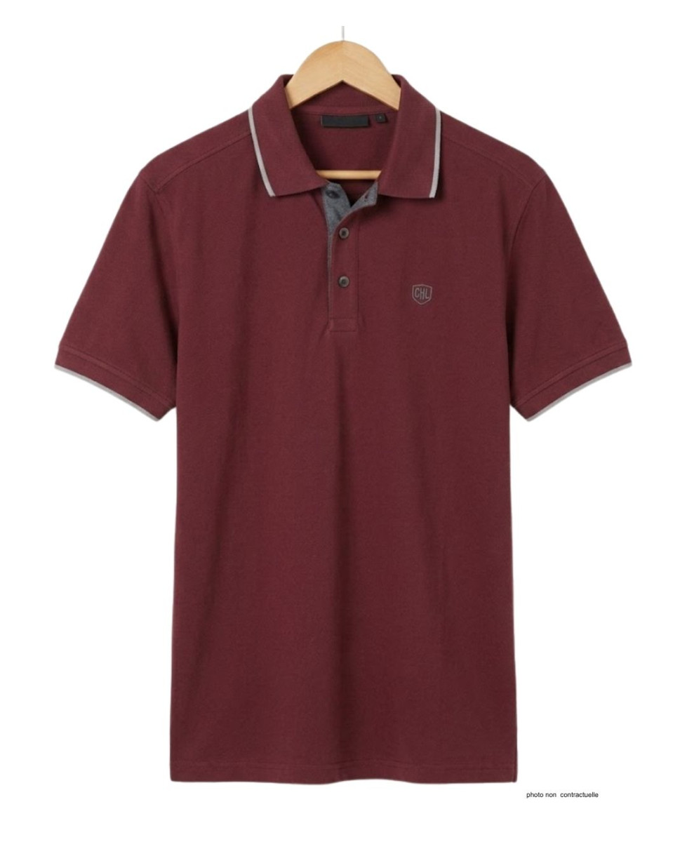 CHALLENGER C2101B - Polo homme en maille piquée bordeaux chic