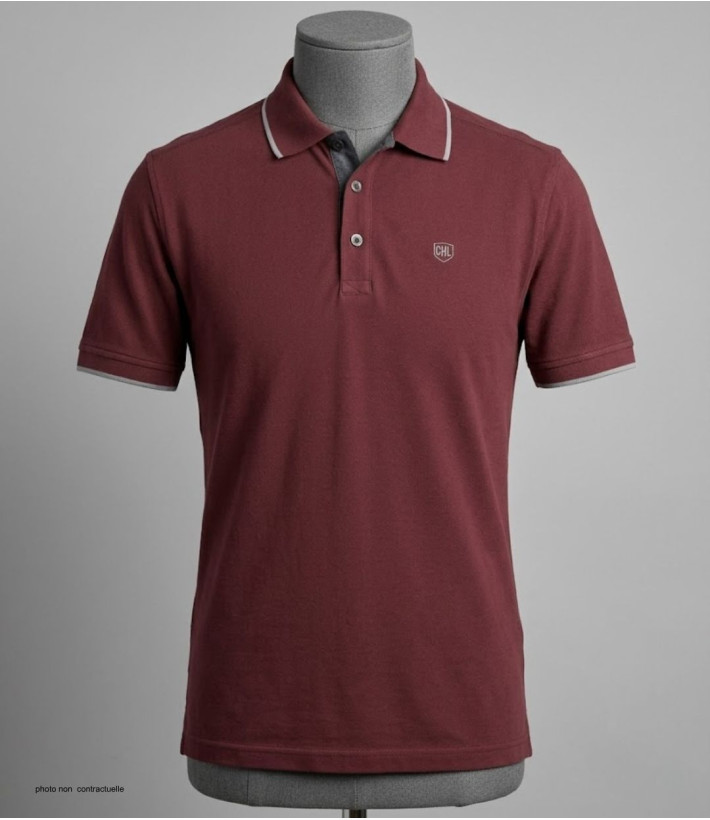 CHALLENGER C2101B - Polo homme en maille piquée bordeaux chic