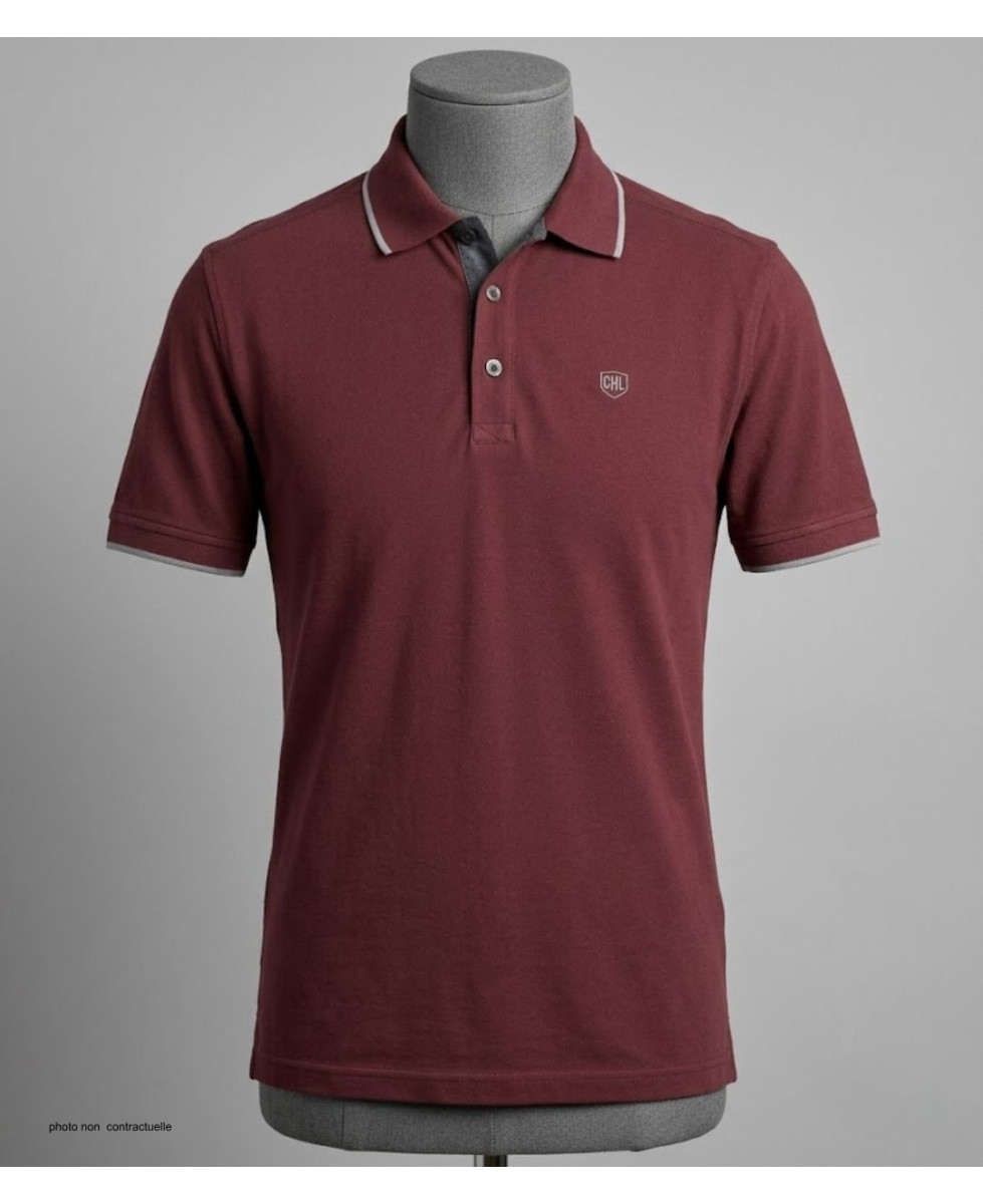 CHALLENGER C2101B - Polo homme en maille piquée bordeaux chic