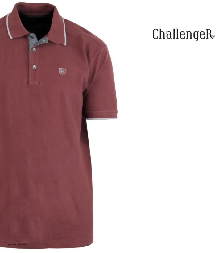 CHALLENGER C2101B - Polo homme en maille piquée bordeaux chic