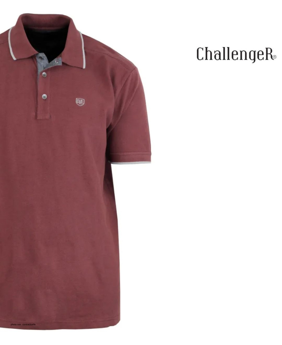 CHALLENGER C2101B - Polo homme en maille piquée bordeaux chic