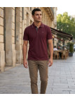 CHALLENGER C2101B - Polo homme en maille piquée bordeaux chic