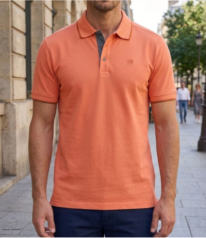 CHALLENGER C2101C - Polo homme en maille piquée orange chic
