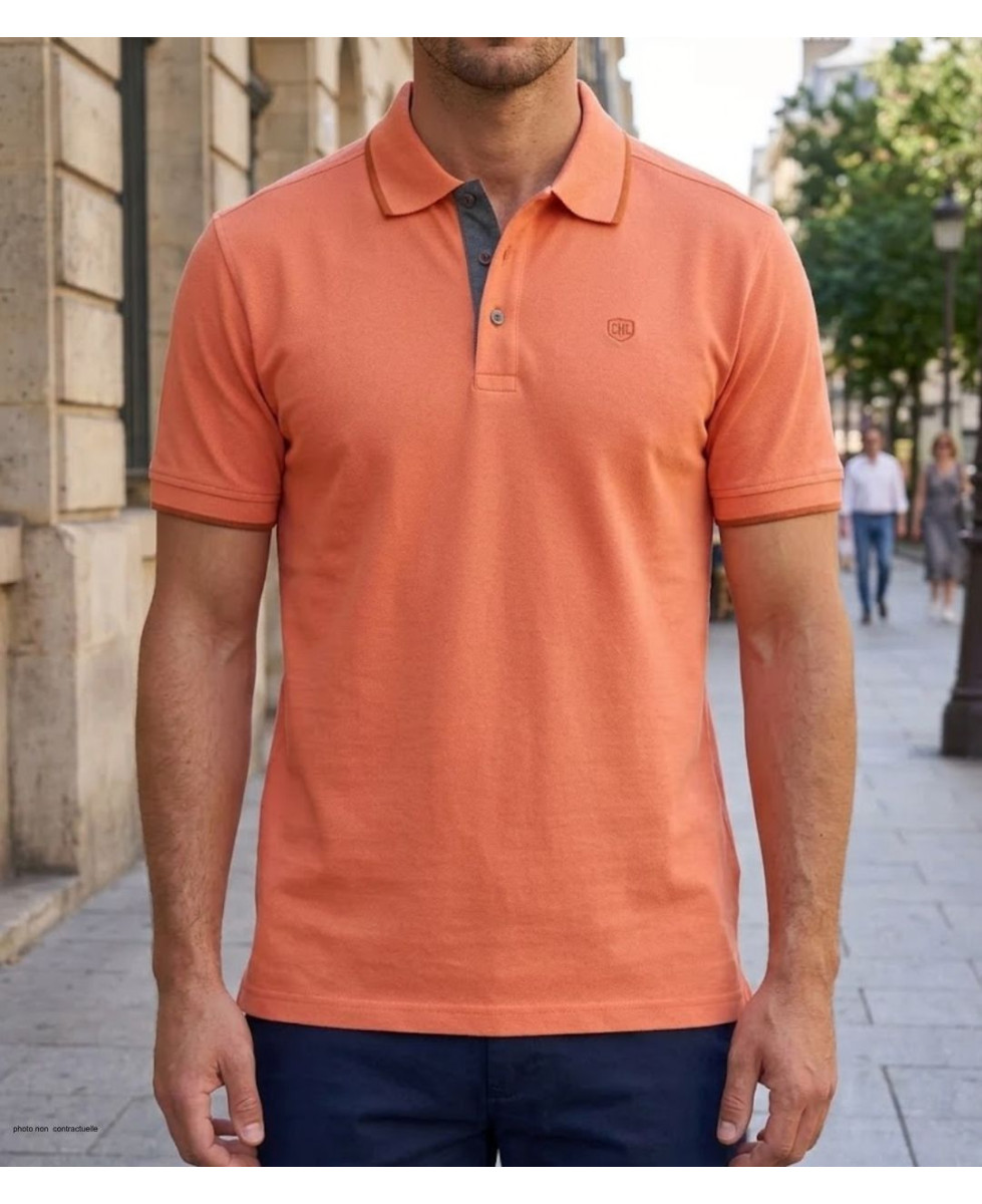 CHALLENGER C2101C - Polo homme en maille piquée orange chic