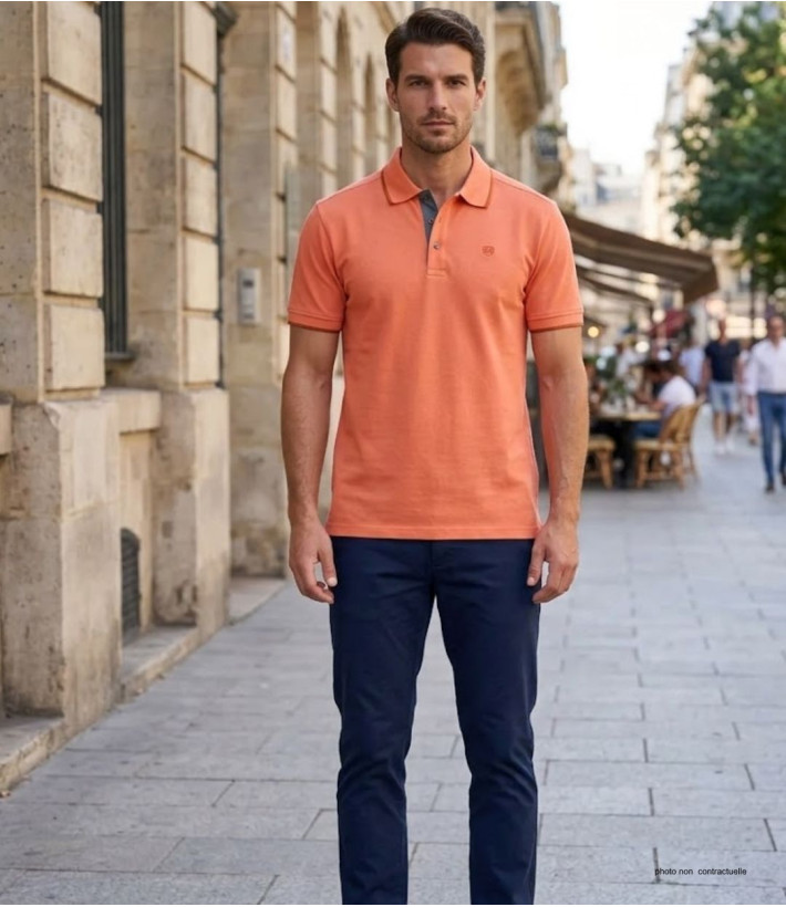 CHALLENGER C2101C - Polo homme en maille piquée orange chic
