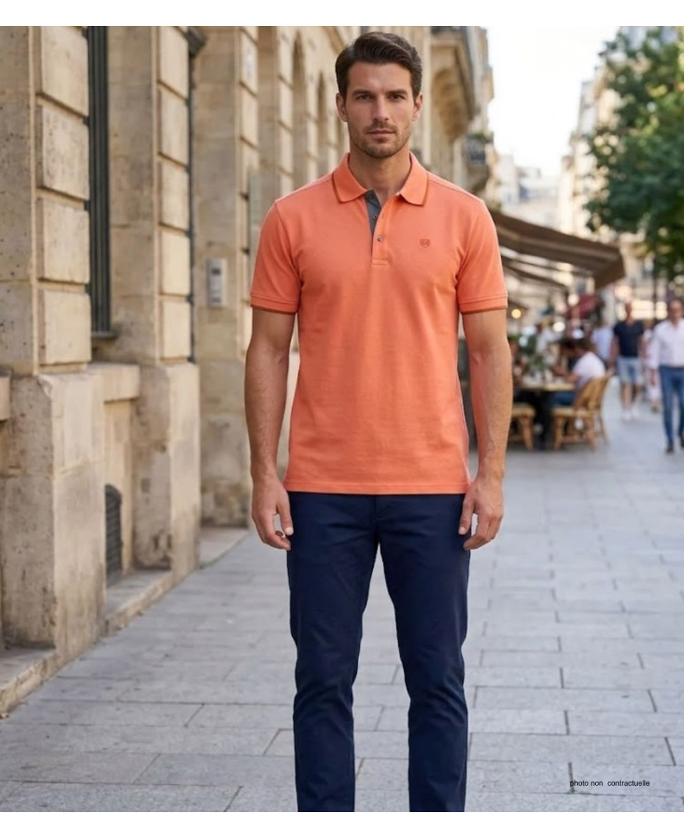 CHALLENGER C2101C - Polo homme en maille piquée orange chic