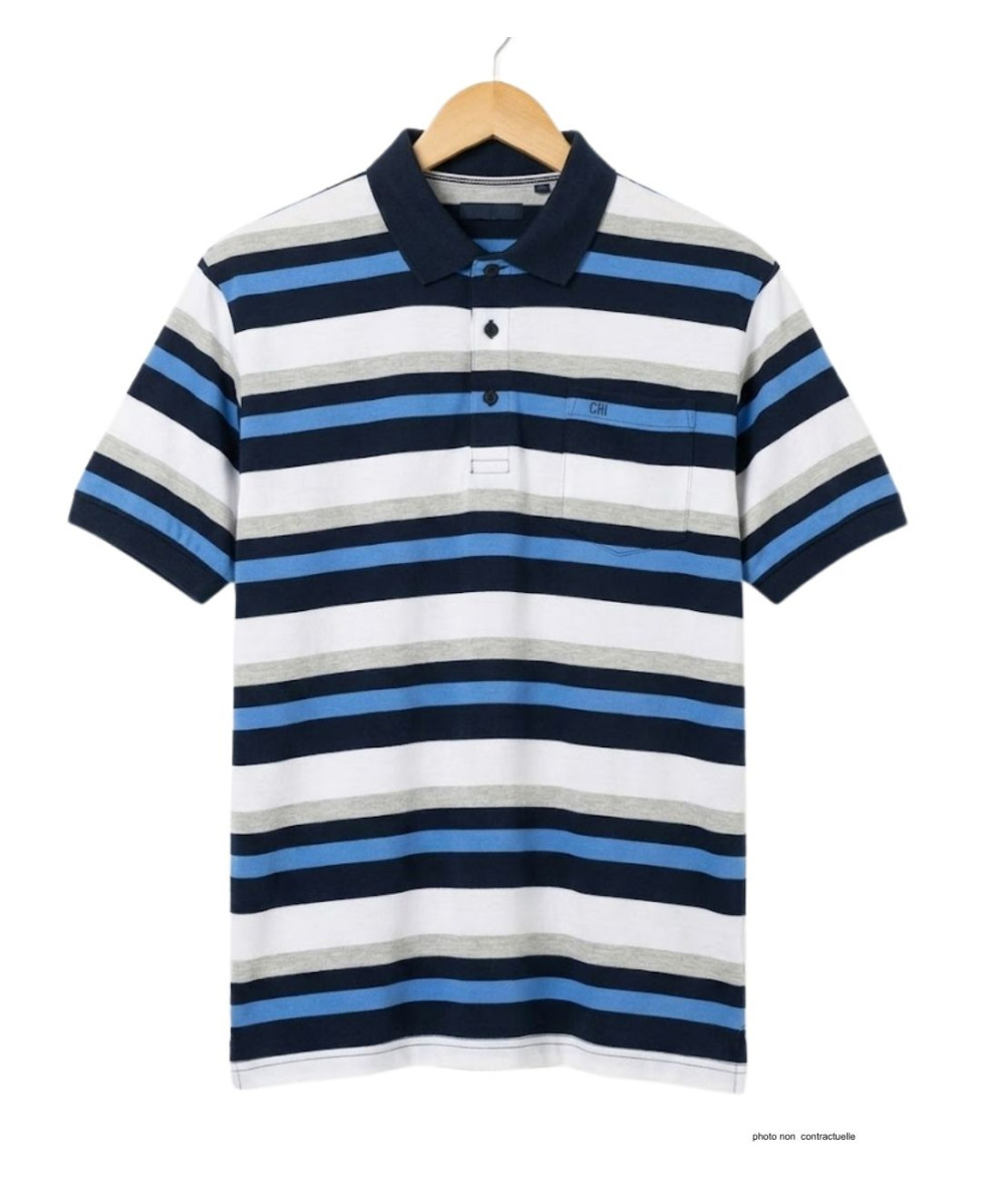 CHALLENGER RALPH1 - Polo homme à rayures bleu en coton