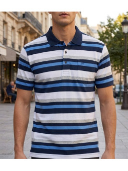 CHALLENGER RALPH1 - Polo homme à rayures bleu en coton