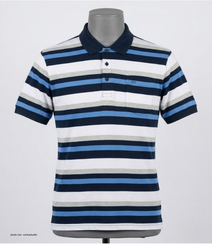 CHALLENGER RALPH1 - Polo homme à rayures bleu en coton