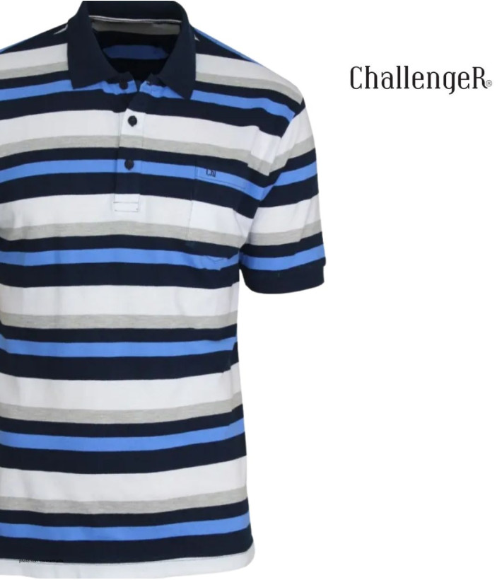 CHALLENGER RALPH1 - Polo homme à rayures bleu en coton