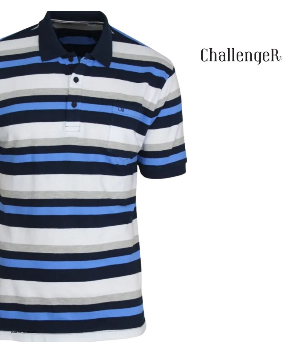 CHALLENGER RALPH1 - Polo homme à rayures bleu en coton