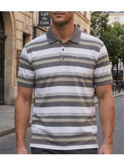 CHALLENGER RALPH3 - Polo homme à rayures beige en coton