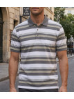 CHALLENGER RALPH3 - Polo homme à rayures beige en coton