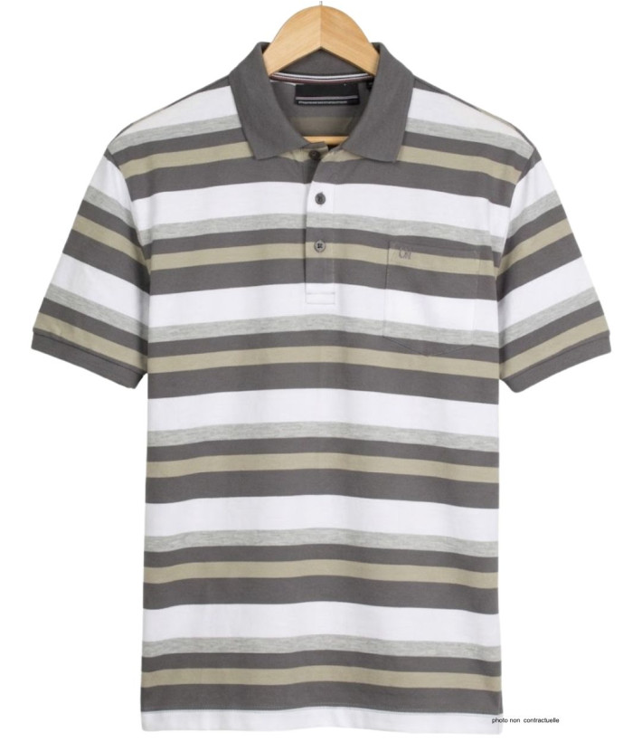 CHALLENGER RALPH3 - Polo homme à rayures beige en coton