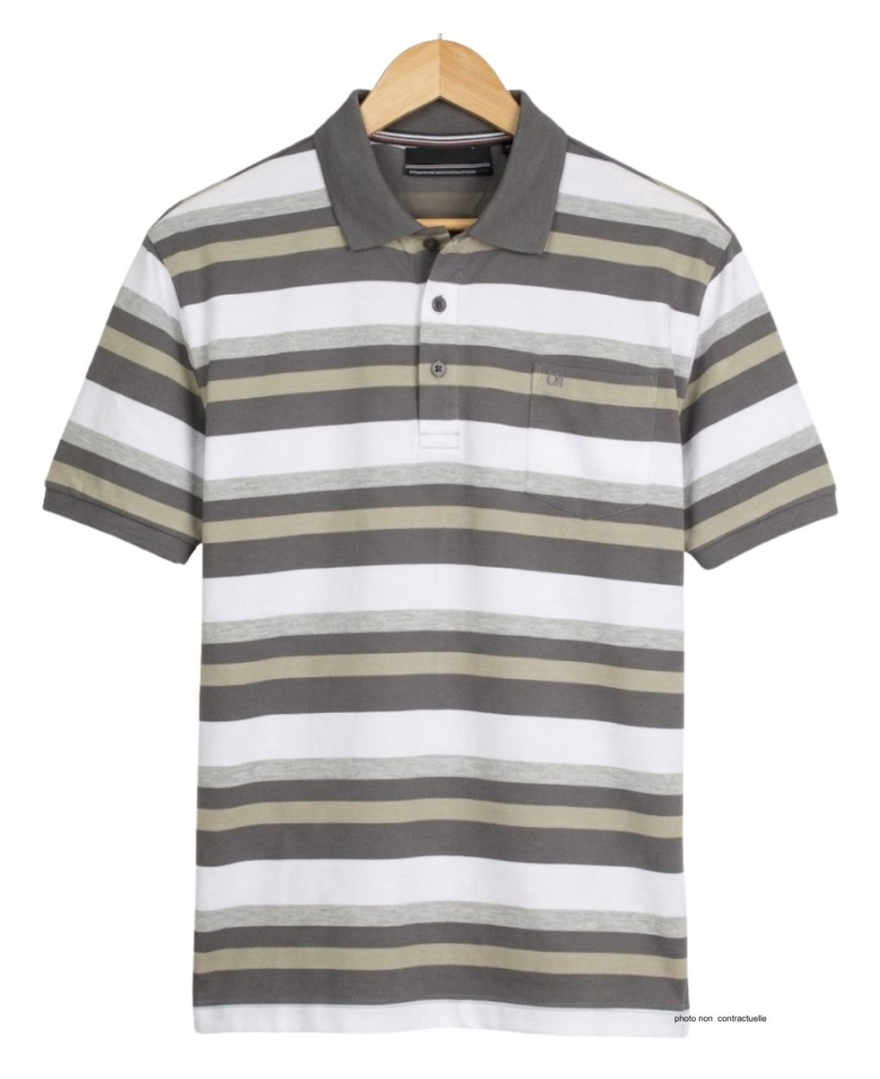 CHALLENGER RALPH3 - Polo homme à rayures beige en coton