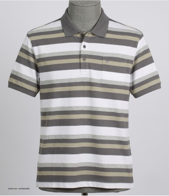 CHALLENGER RALPH3 - Polo homme à rayures beige en coton