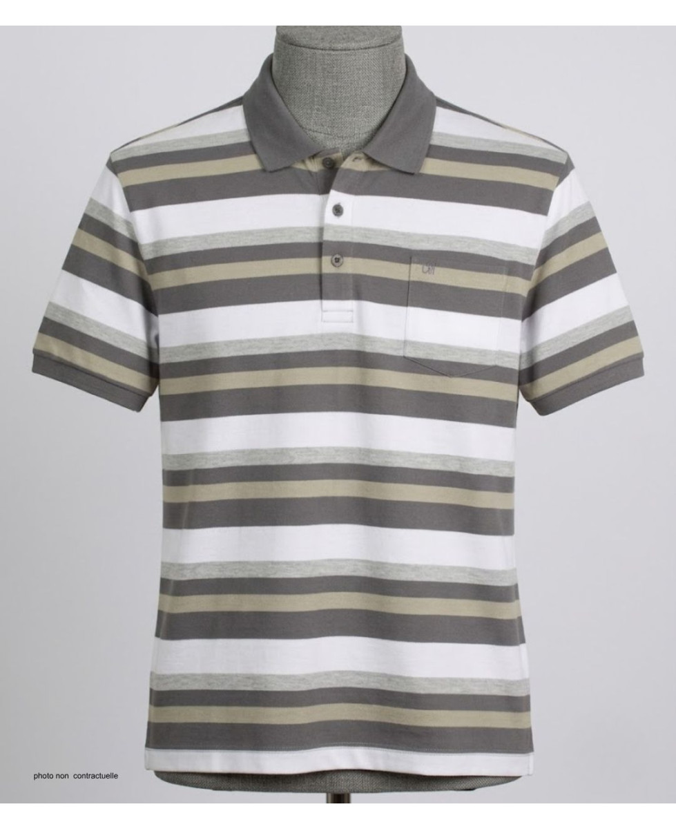 CHALLENGER RALPH3 - Polo homme à rayures beige en coton