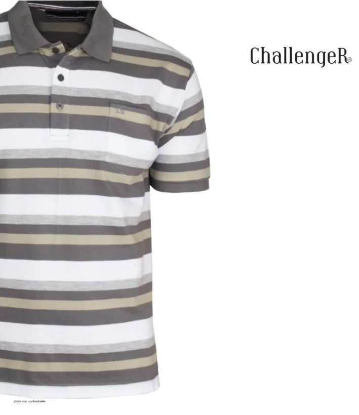 CHALLENGER RALPH3 - Polo homme à rayures beige en coton