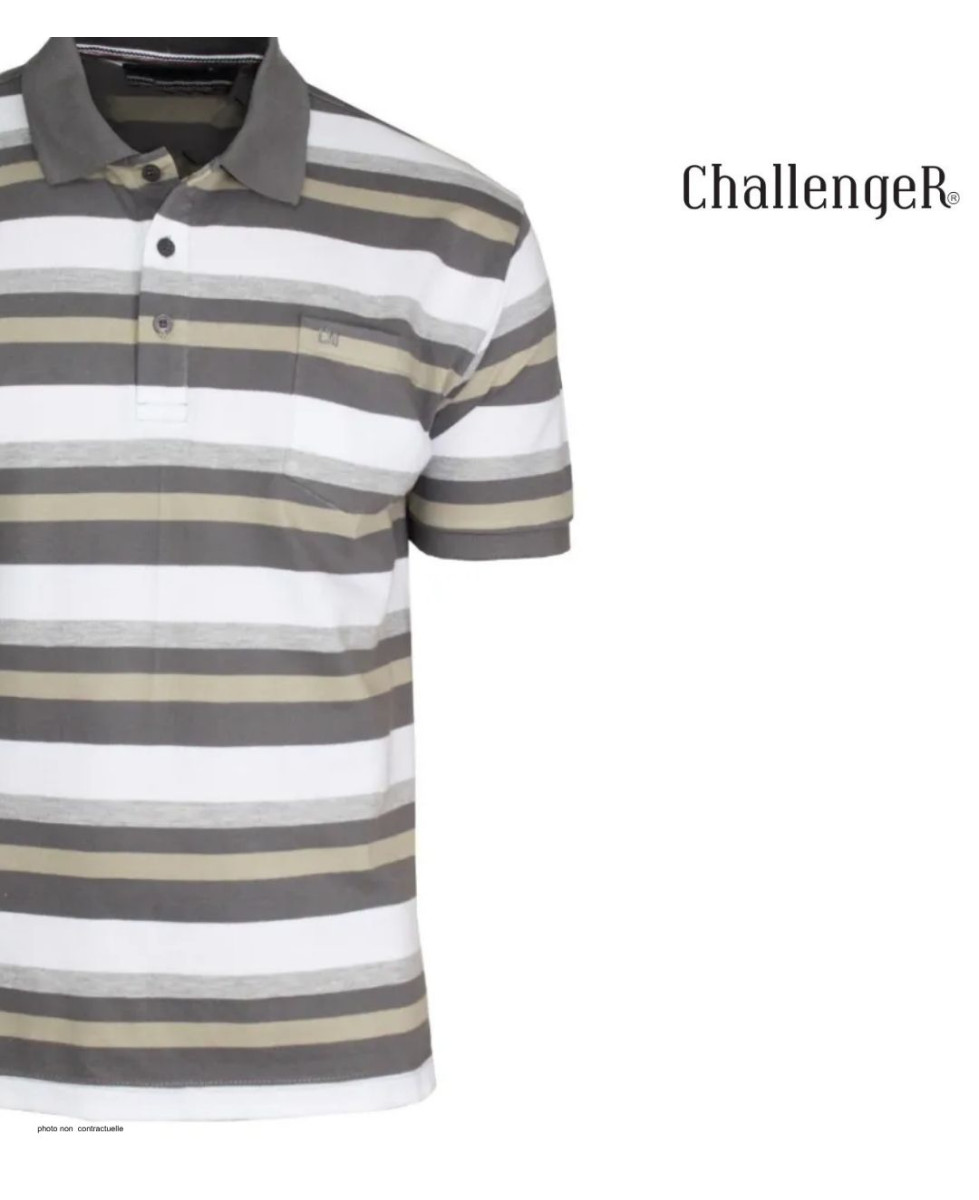 CHALLENGER RALPH3 - Polo homme à rayures beige en coton
