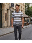 CHALLENGER RALPH3 - Polo homme à rayures beige en coton