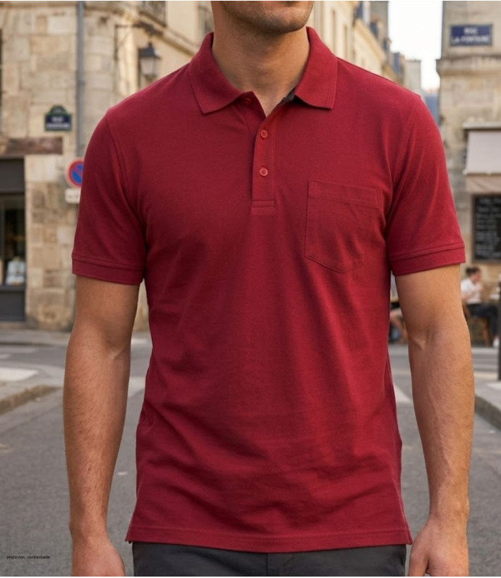 CHALLENGER REMY1 - Polo homme en jersey coton rouge carmin