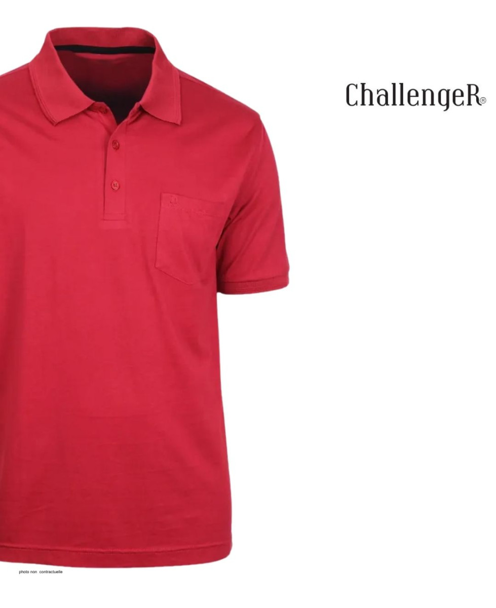 CHALLENGER REMY1 - Polo homme en jersey coton rouge carmin