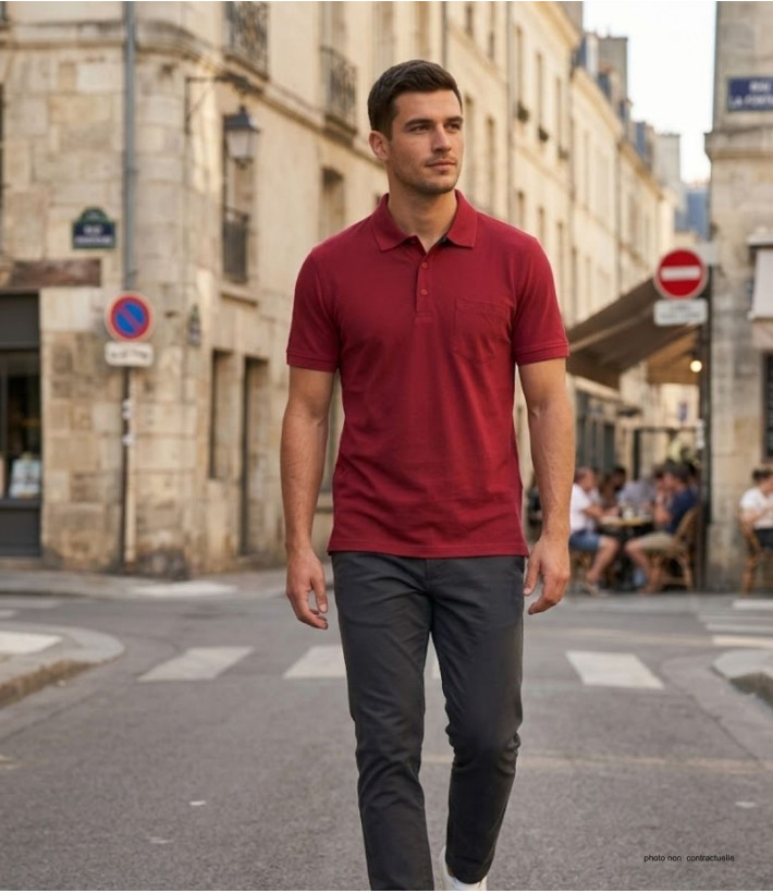 CHALLENGER REMY1 - Polo homme en jersey coton rouge carmin