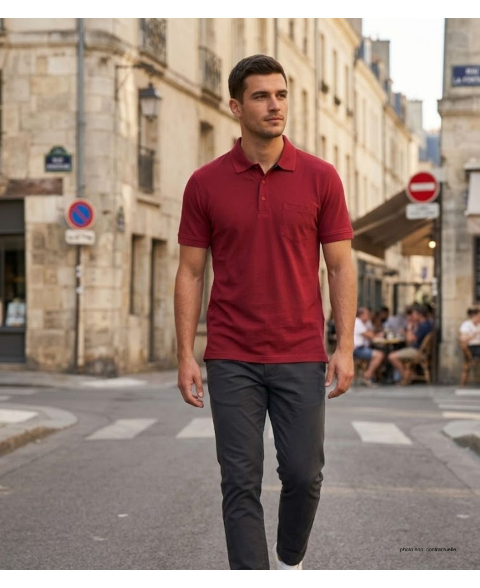 CHALLENGER REMY1 - Polo homme en jersey coton rouge carmin