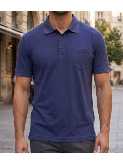Polo manches courtes homme CHALLENGER modèle REMY2 coloris bleu outremer uni en maille jersey de coton.