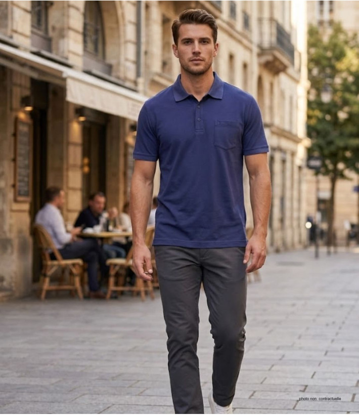 CHALLENGER REMY2 - Polo homme en jersey coton bleu outremer