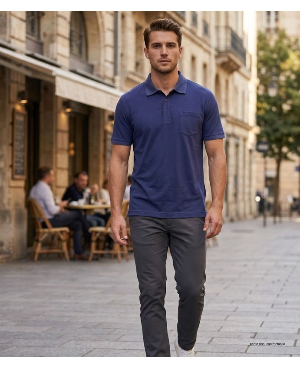 CHALLENGER REMY2 - Polo homme en jersey coton bleu outremer