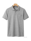 CHALLENGER REMY4 : Polo manches courtes en coton gris chiné